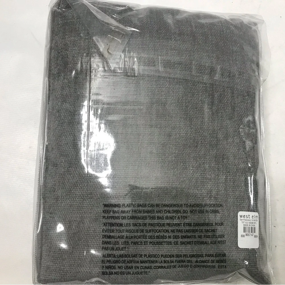 West Elm Worn Velvet Curtain in Gray
